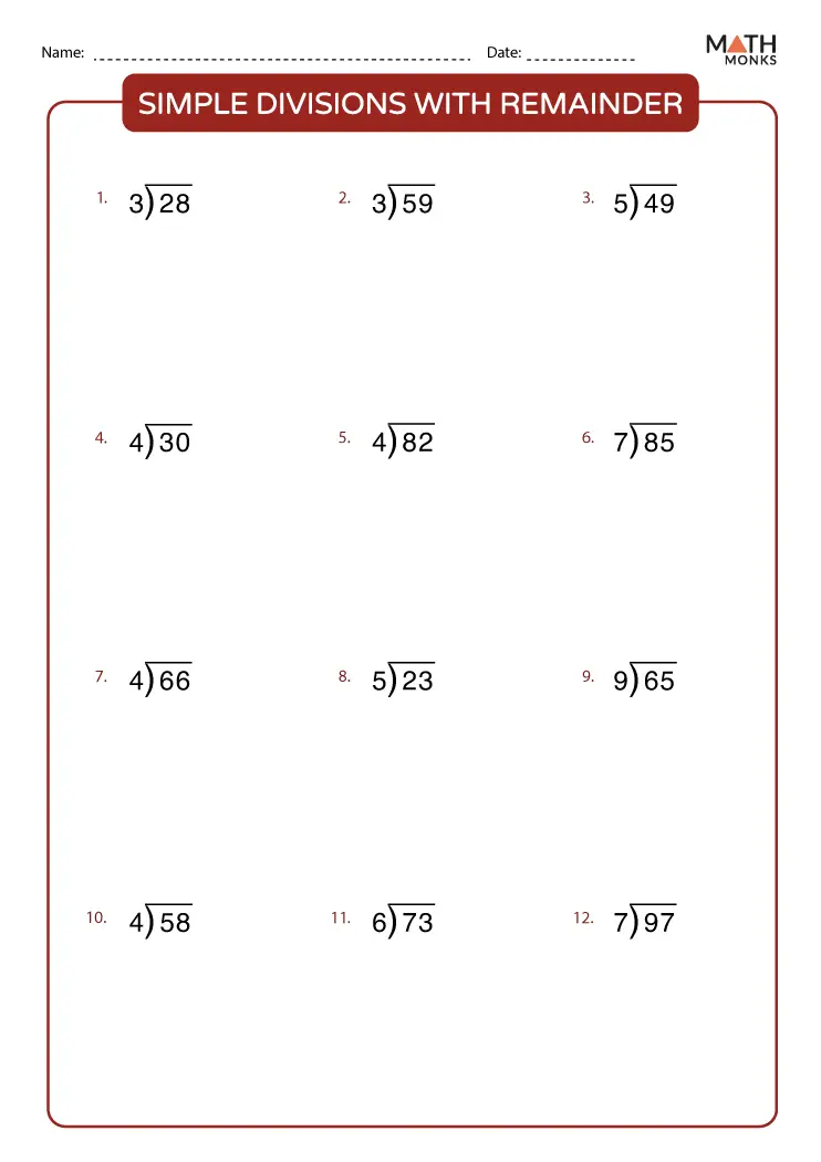 Explore the challenge of division that includes remainders for your child’s learning journey Dividing with Remainders worksheet designed for fourth graders to enhance subtraction skills