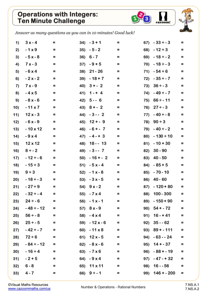 Division Challenge Level 1 worksheet for third graders, featuring 20 division problems. Engaging practice sheet for mastering one- and two-digit division facts.