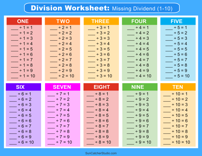 Third grade student practicing long division with the Division Dash math worksheet