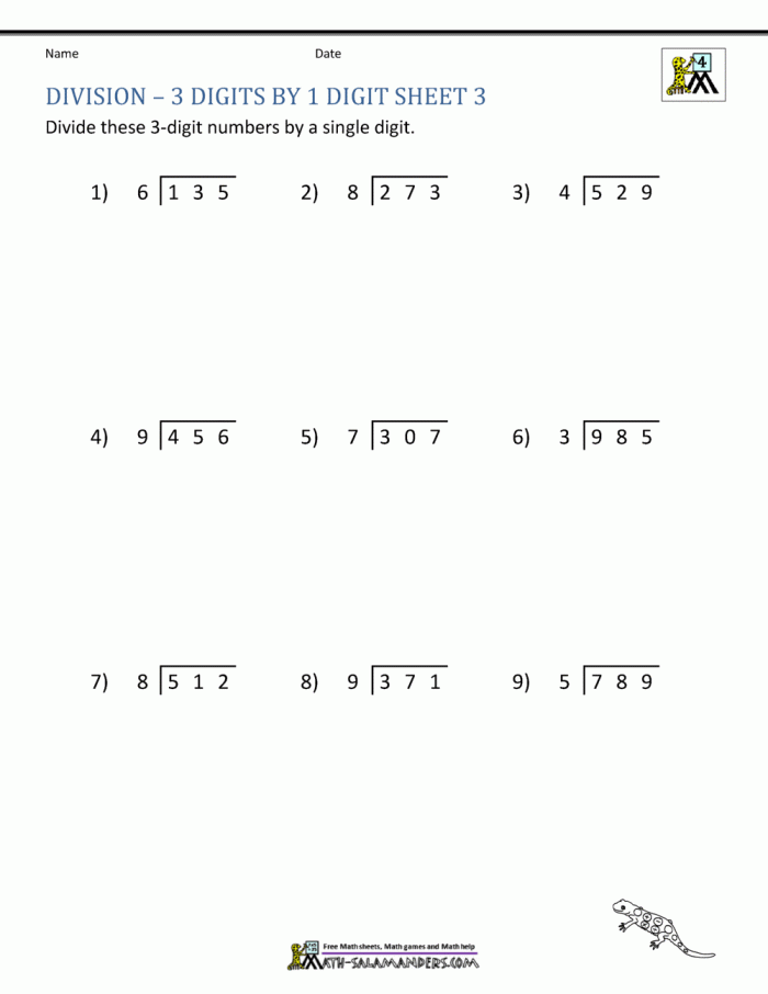 Children engaged in solving long division problems on the Division Dash worksheet