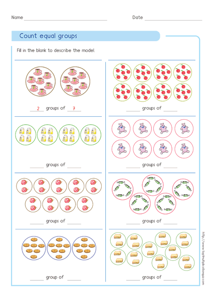 Division: Equal Groups (Part Two) worksheet image number 7 Worksheet image demonstrating division through equal groups for third graders