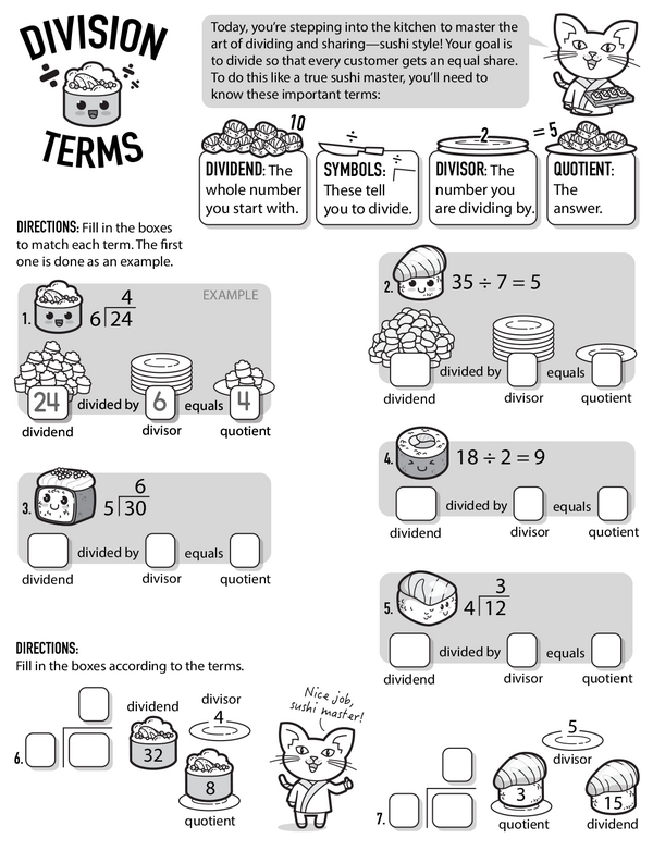 Third grade division key terms and strategies educational mini-poster 22