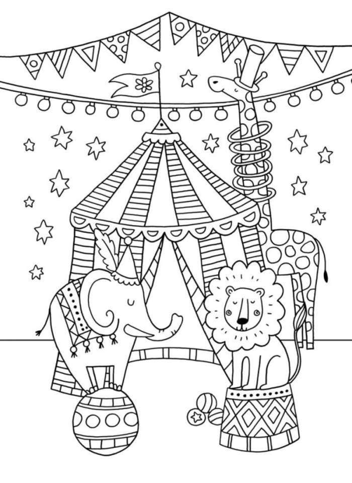 Circus-themed color by number worksheet designed for third graders to enhance division skills. Engaging activity for practicing creativity and memorization in a fun way.