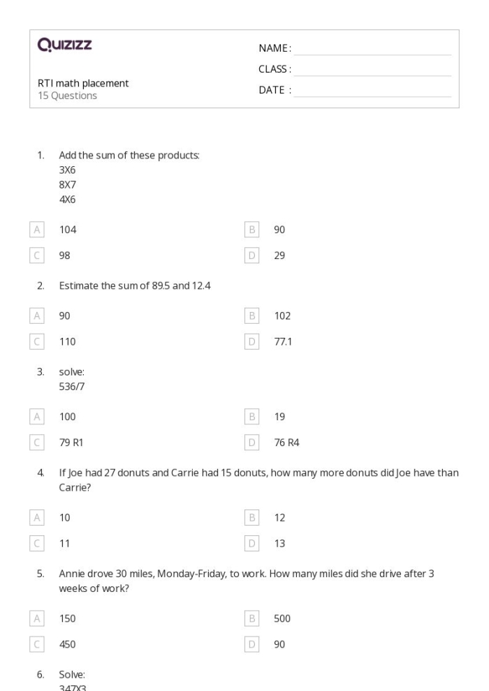 A mini-poster displaying division key terms and strategies for third grade students learning to solve division problems