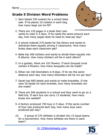 Division strategies practice worksheet with visual methods for solving word problems in elementary math instruction Third grade division word problems worksheet showing four problem-solving strategies including arrays, equal groups, repeated subtraction, and multiplication sentences for image thirteen