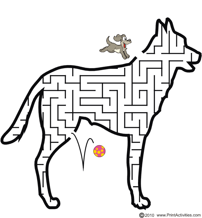 Dog Maze Addition Worksheet Number 5 First grade addition worksheet featuring a maze where a dog searches for his tennis ball