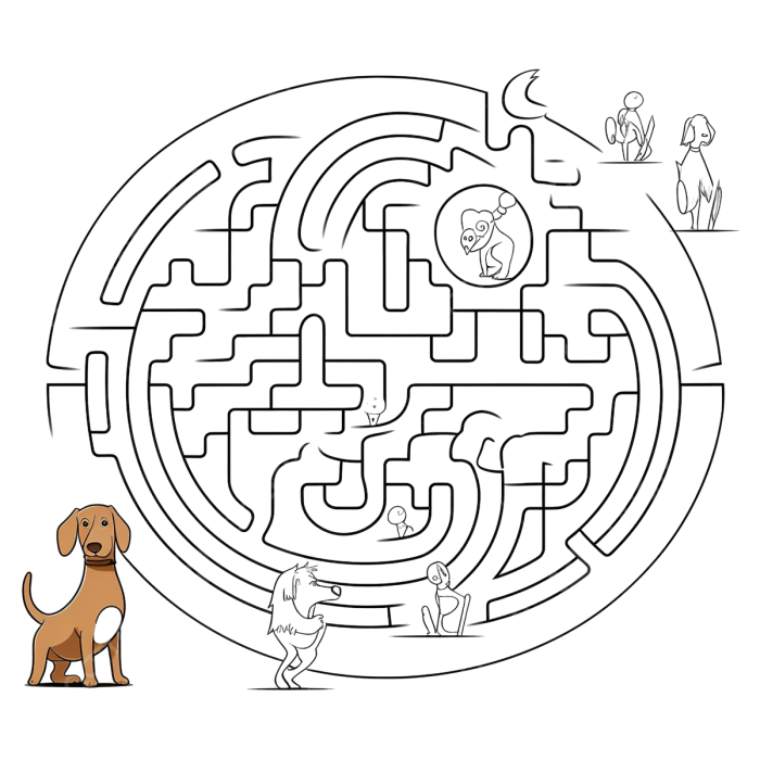 Buddy the dog maze math puzzle for grade one addition practice 11 First grade addition worksheet featuring a maze where a dog needs help finding a tennis ball