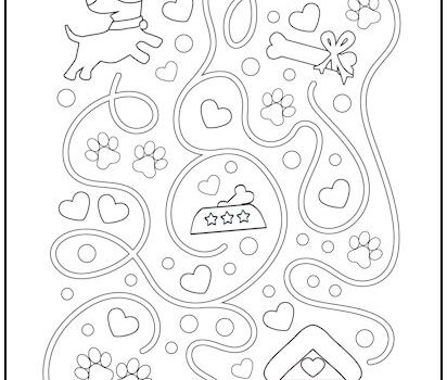 Buddy the Dog Maze Activity for Addition Practice First grade addition maze worksheet showing a dog named Buddy navigating through a path to find a tennis ball