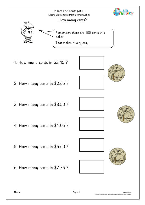 Worksheet for practicing addition of dollar amounts and coins for second graders