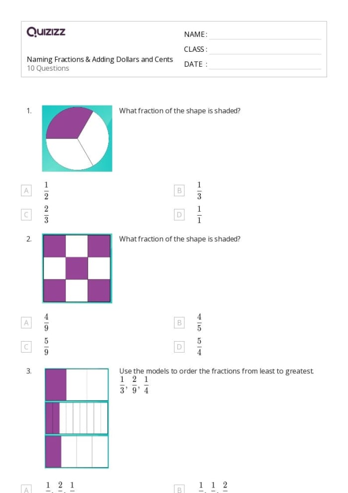 Dollars and Cents worksheet for second graders to practice adding money amounts
