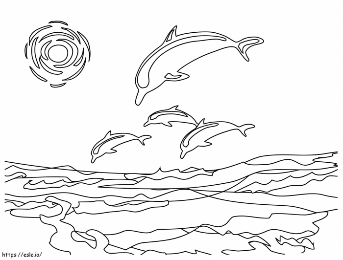 Dolphin coloring page worksheet for first graders to enjoy