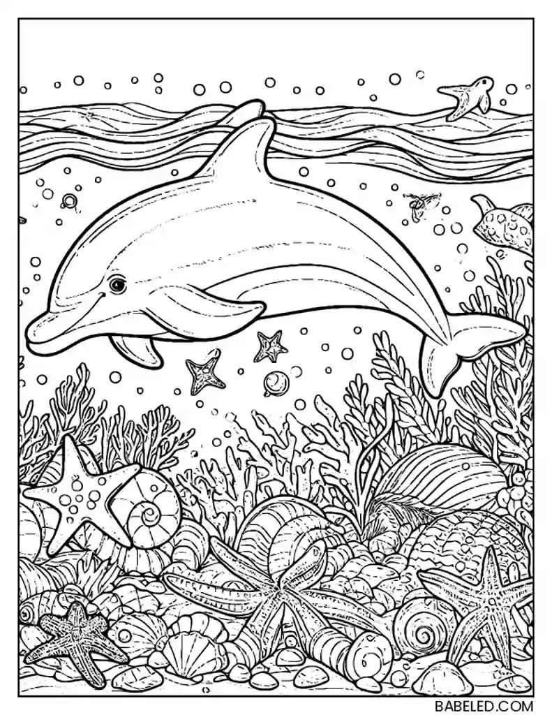 Dolphin coloring page worksheet for first graders to enhance creativity and fun
