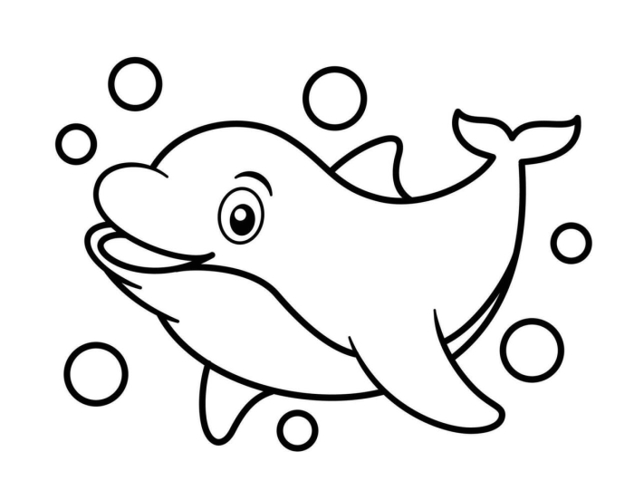 Dolphin coloring page worksheet for first graders to enjoy creative expression