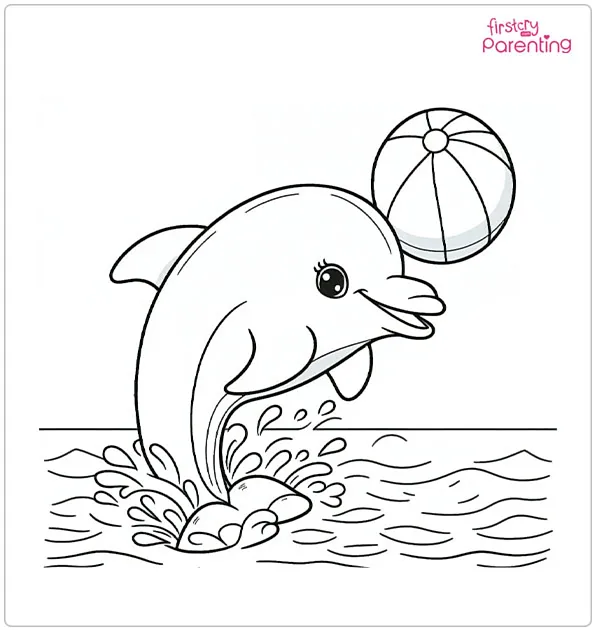 Dolphin coloring page worksheet designed for first graders to enjoy