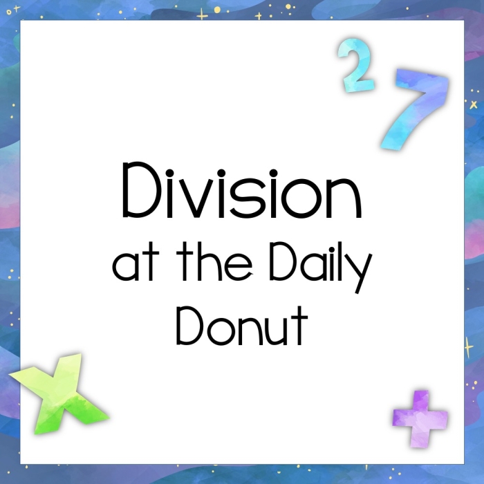 Third grade math worksheet featuring division problems with a fun donut theme for practice