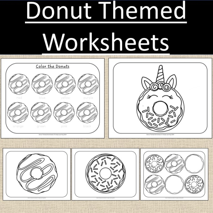Fifth grade math worksheet featuring donut data analysis and decimal practice