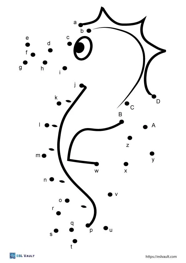 Fractions worksheet for Kindergarten Dot-to-dot worksheet featuring the letter A, designed for kindergarten students to enhance their counting and alphabet skills. Engaging dot-to-dot activity for learning the letter A in a fun way.