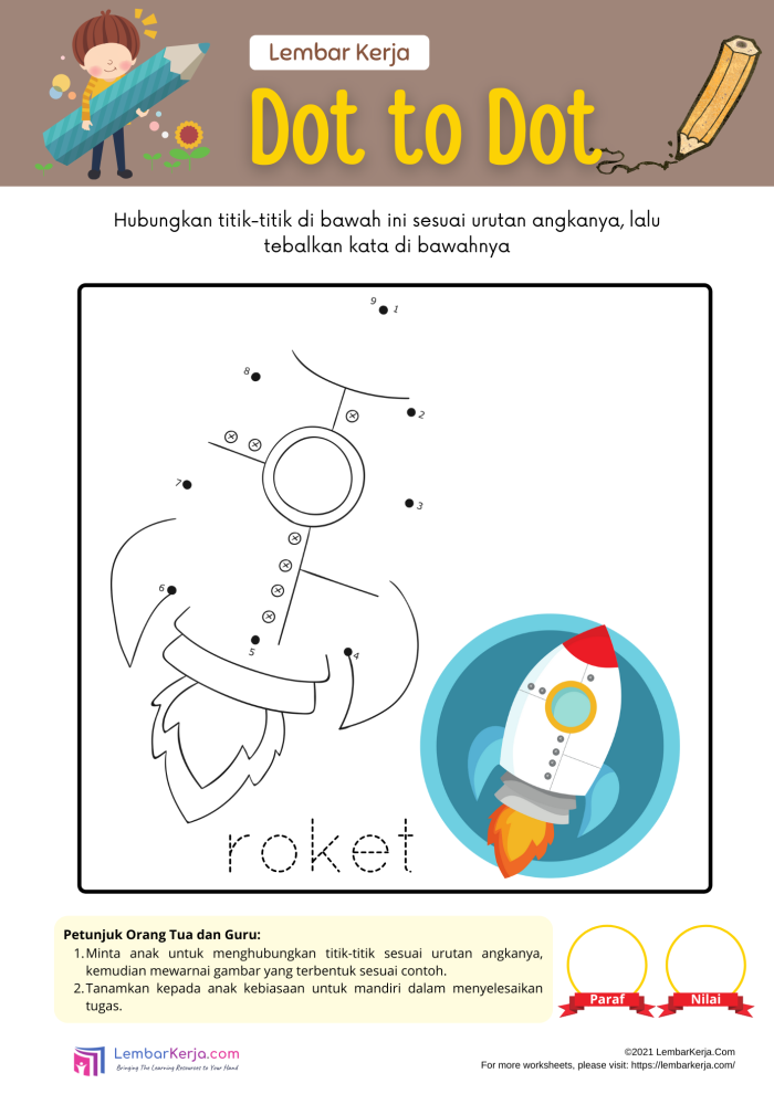 Colorful dot-to-dot worksheet featuring a roller skate for counting practice