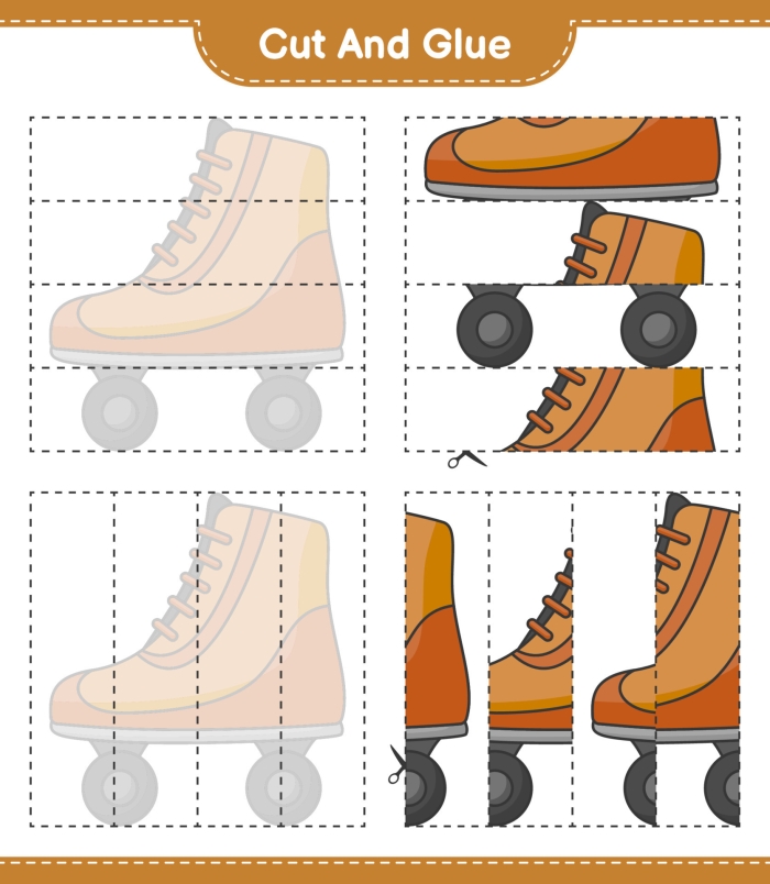 Dot-to-dot roller skate worksheet for kindergarteners to practice counting from one to fifteen