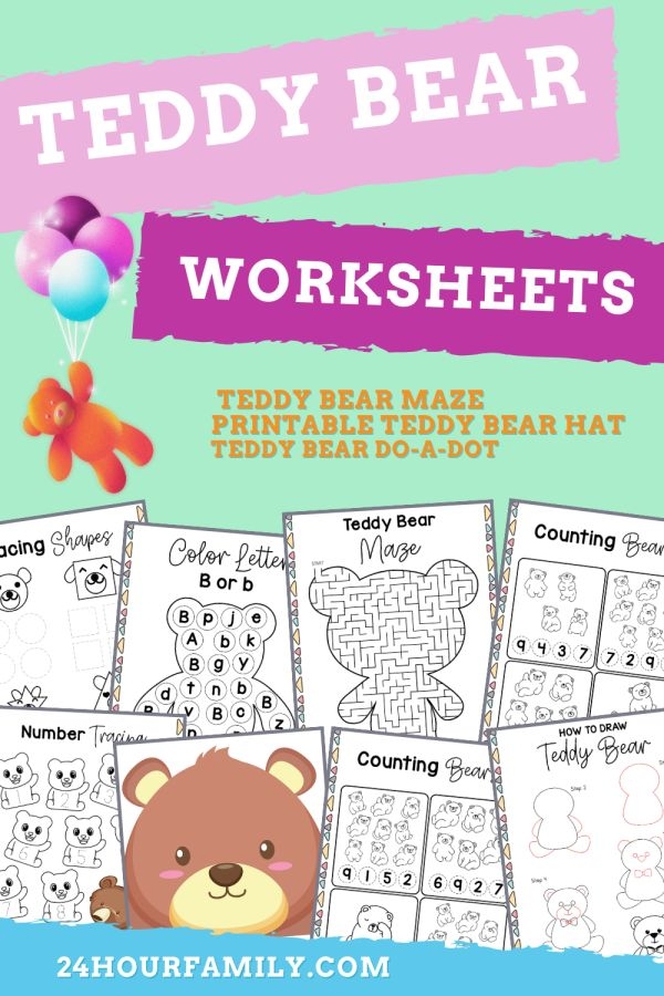 Cute teddy bear dot to dot worksheet for practicing ABCs in Pre-K