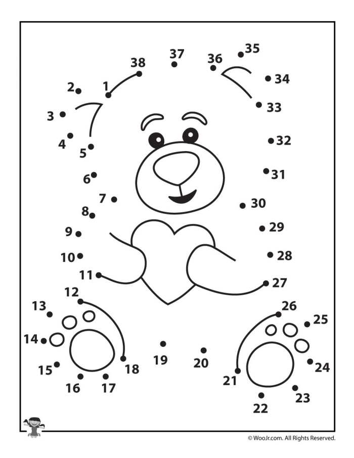 Dot to Dot A to Z Teddy Bear handwriting worksheet for preschool learners