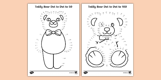 Cute teddy bear dot to dot worksheet for practicing ABCs