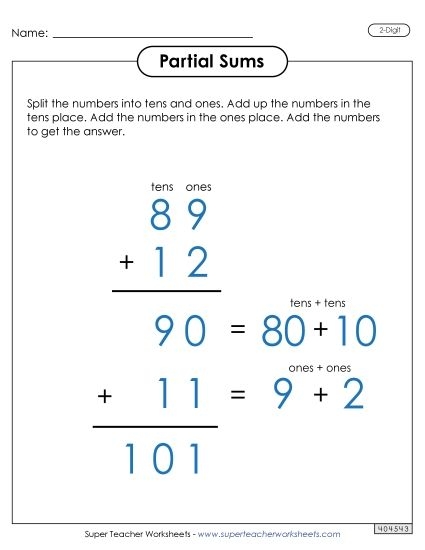 Expanded Form worksheet for double-digit numbers focusing on tens and ones