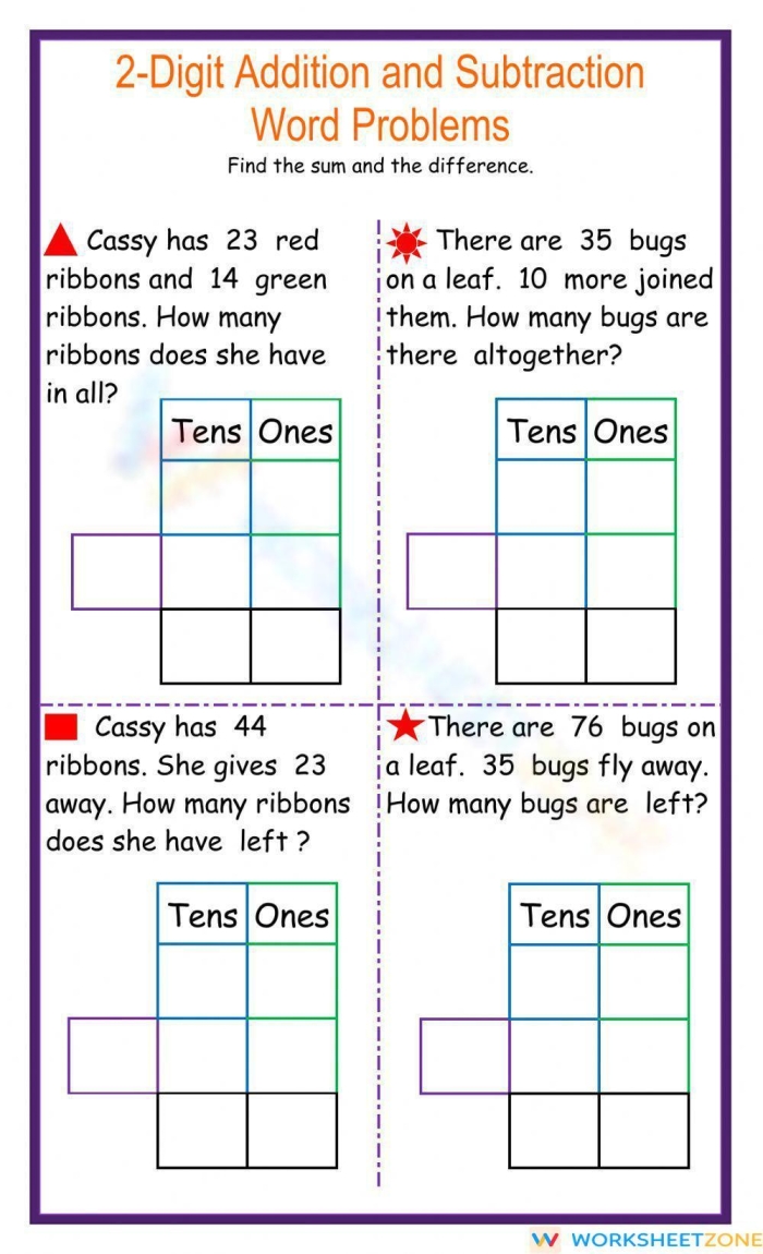 Double-digit subtraction worksheet featuring animals for second-grade students
