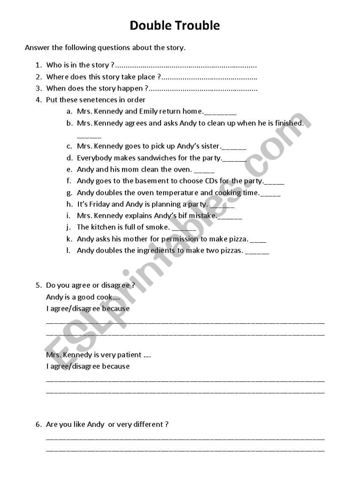 Double Trouble worksheet featuring homonyms for fifth graders to practice sight words