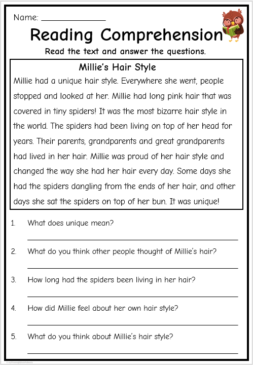 Fourth grade reading comprehension worksheet featuring a passage from The Story of Dr. Dolittle with comprehension questions for young readers
