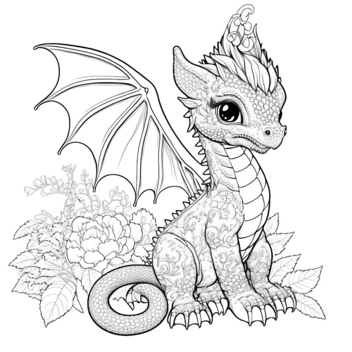 Smiling dragon illustration to practice measuring inches for second graders