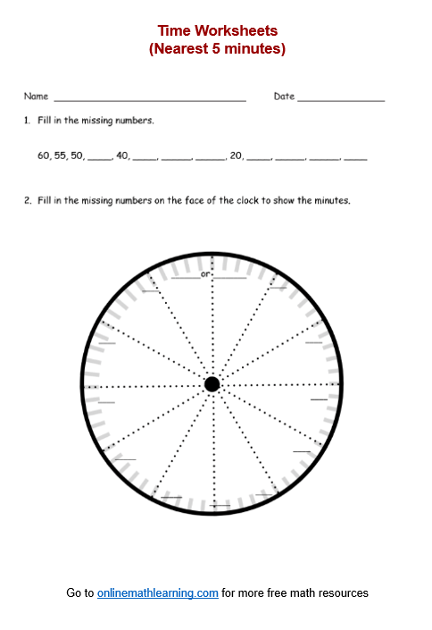 Children's worksheet for practicing time by drawing clock hands to match specified times