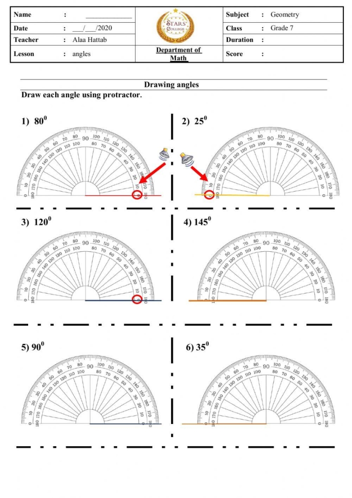 Creative geometry challenge worksheet featuring angle drawing activities Worksheet for drawing angles and shapes for fourth graders