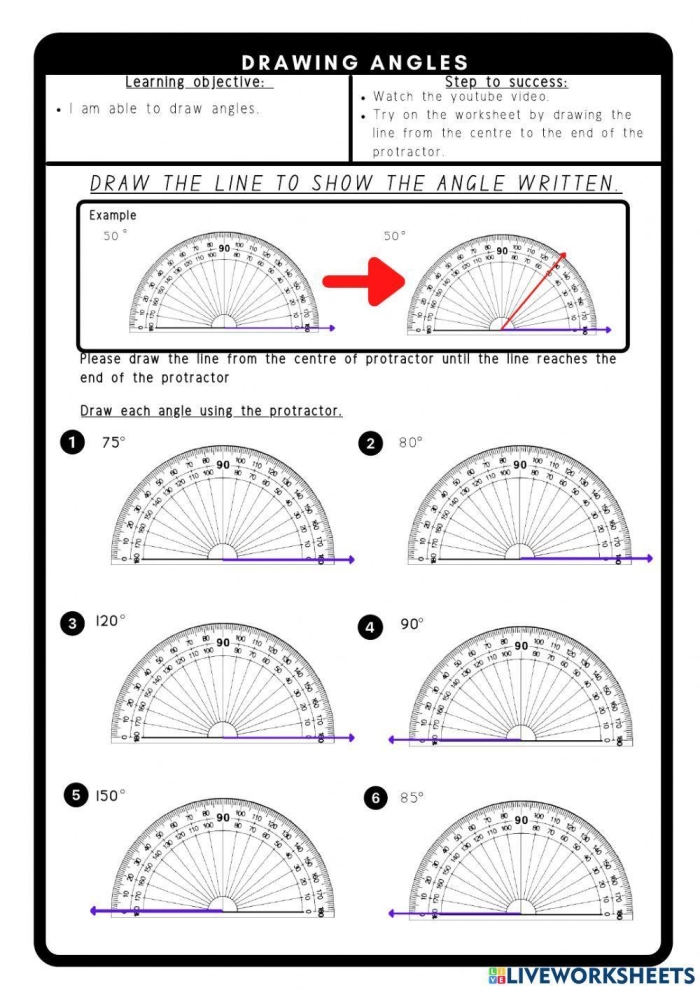 Engaging geometry challenge for learning angles and lines in fourth grade Students drawing shapes based on angle descriptions in a worksheet for fourth graders