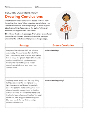 Story Comprehension Drawing Conclusions Worksheet Earth and Space Science for First Grade A first grade science worksheet featuring three short stories that ask students to draw conclusions about Earth and space events