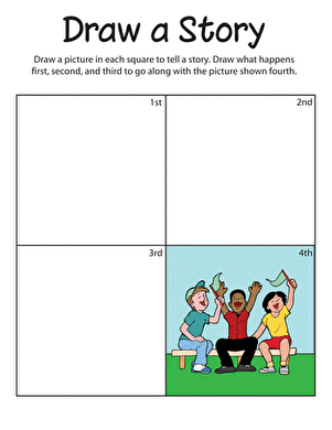 Story Comprehension Drawing Conclusions Worksheet Number 17 A young student filling out a first grade earth and space science worksheet about drawing conclusions