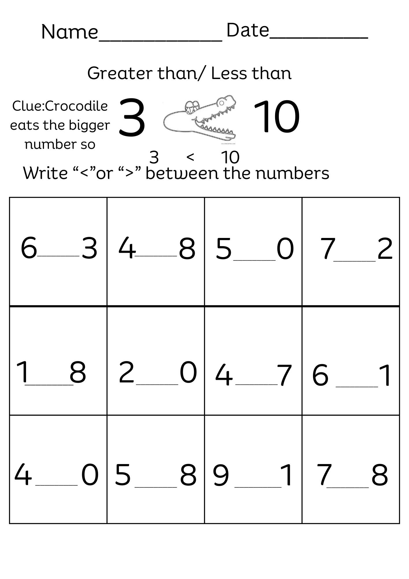 Duck Mouth Greater Than or Less Than Worksheet for First Grade 17 First grade math worksheet featuring a duck mouth graphic to teach greater than and less than symbols 17