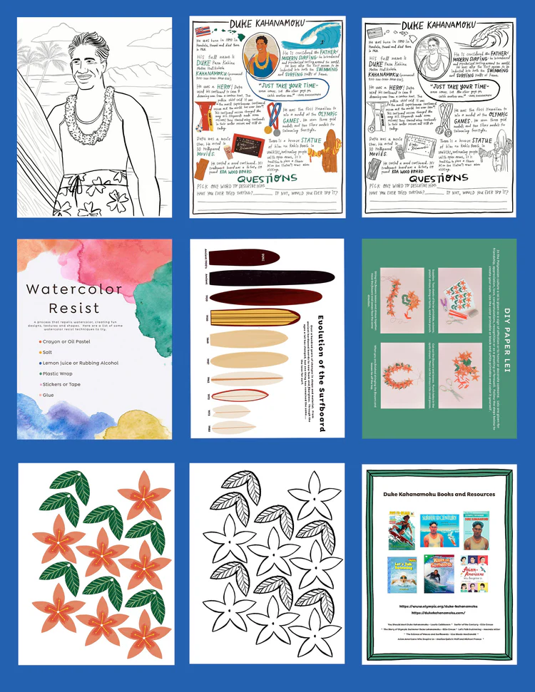 Duke Kahanamoku surfing phonics worksheet for preschool students