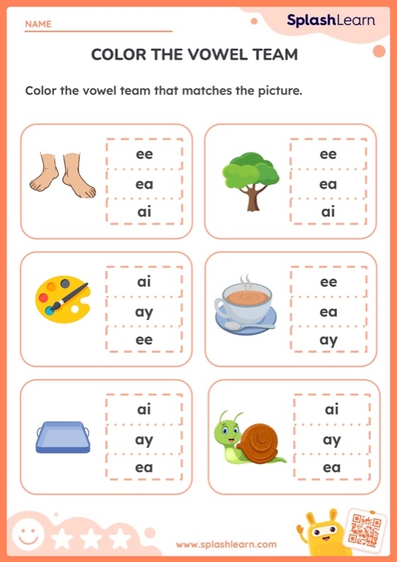 Vowel Team Review: "ea" Worksheet for Reading Skills Worksheet for second graders focusing on the "ea" vowel team sounds