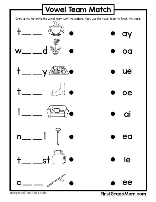 Vowel Team ea Phonics Review Worksheet for Second Grade Lesson 5 Second grade student completing a phonics worksheet to practice distinguishing long and short sounds for the ea vowel team
