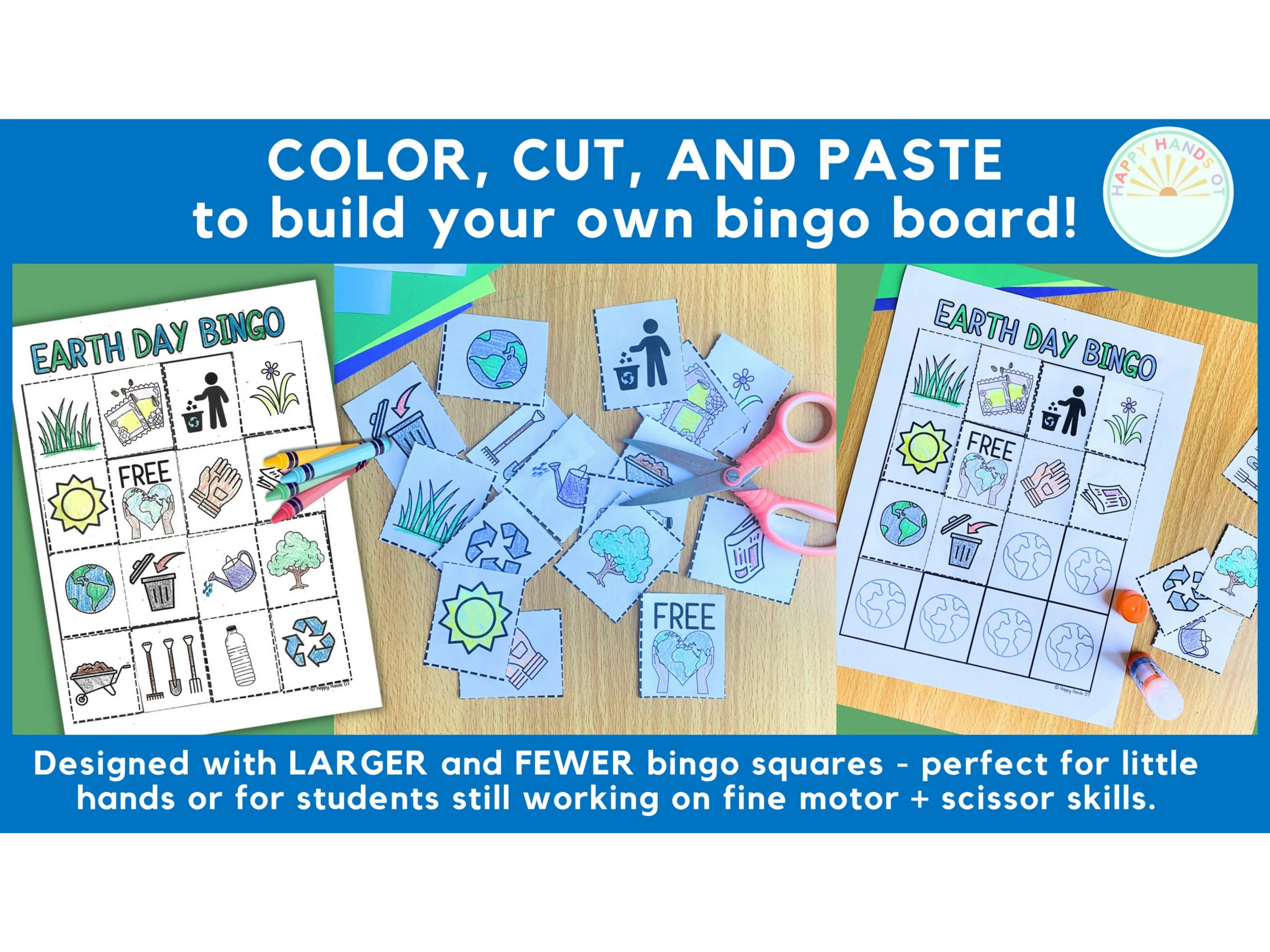 Pre-K Earth Day Bingo Board worksheet featuring nature-themed activities for place value learning