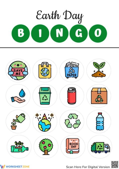 Pre-K students engaging with an Earth Day Bingo Board worksheet featuring nature-themed place value math activities