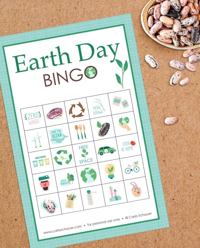 Earth Day Bingo Board worksheet featuring engaging activities for Pre-K students