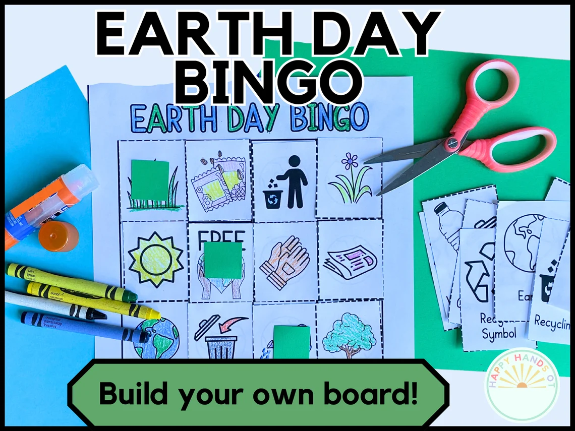 Earth Day Bingo Board worksheet featuring engaging activities for Pre-K students