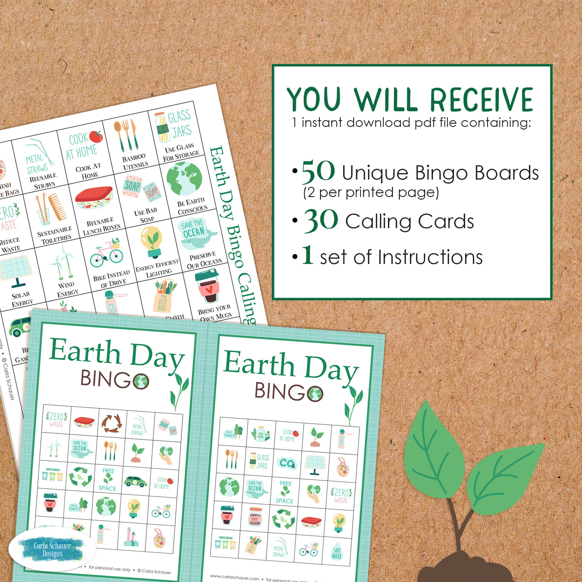 Earth Day Bingo Board worksheet featuring engaging activities for Pre-K students