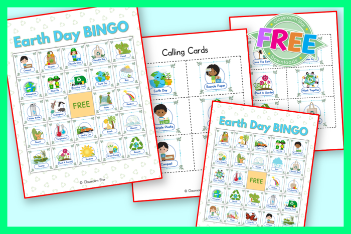 Earth Day Bingo Board worksheet designed for Pre-K students focusing on place value activities