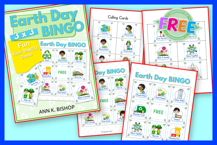 Earth Day Bingo Board worksheet featuring engaging activities for Pre-K students