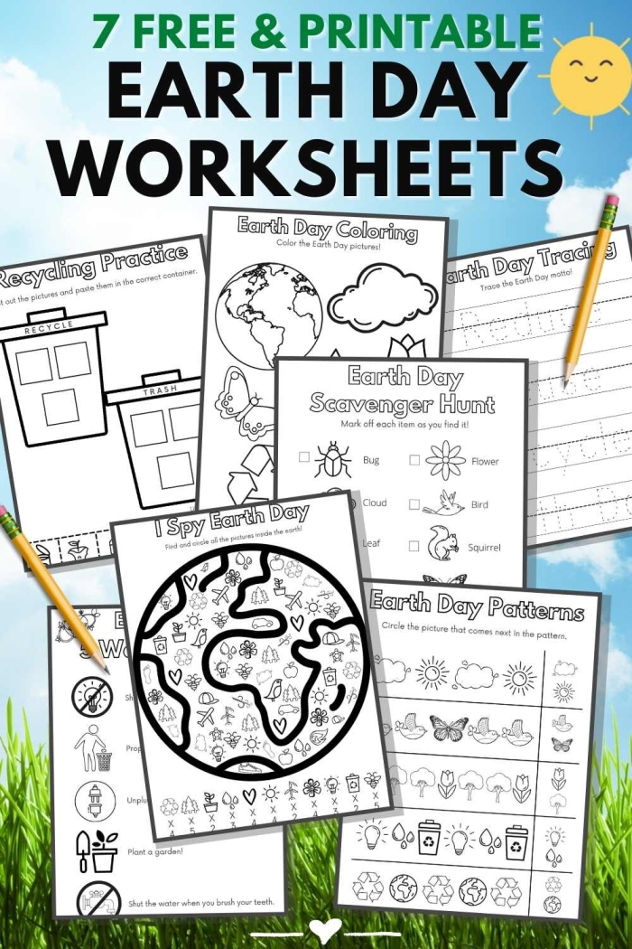 Earth Day Writing Activity for Young Learners - Fill in Missing Words Practice Sheet Second grade student completing an Earth Day fill-in-the-blank grammar worksheet with planet conservation sentences