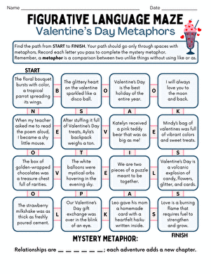 Sixth grade students navigate an Earth Day simile maze worksheet with figurative language challenges