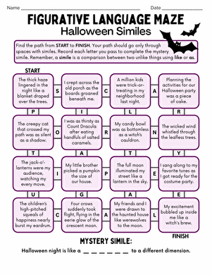 Sixth grade students navigate an Earth Day-themed figurative language maze featuring similes and wordplay